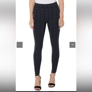 Liverpool Pull on Legging, Night Sky Blue plaid Ponte knit, size 4P